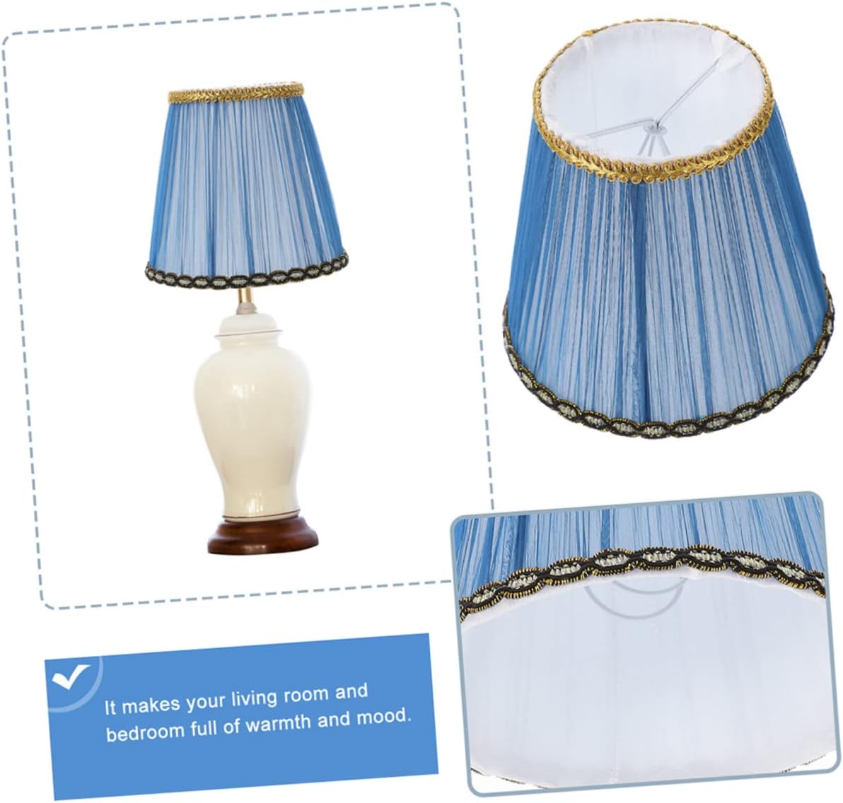 HOMSFOU 6 Pack Linen Clip-on Lampshade Floor Lamp Cover Woven Patterned Desk Lamp