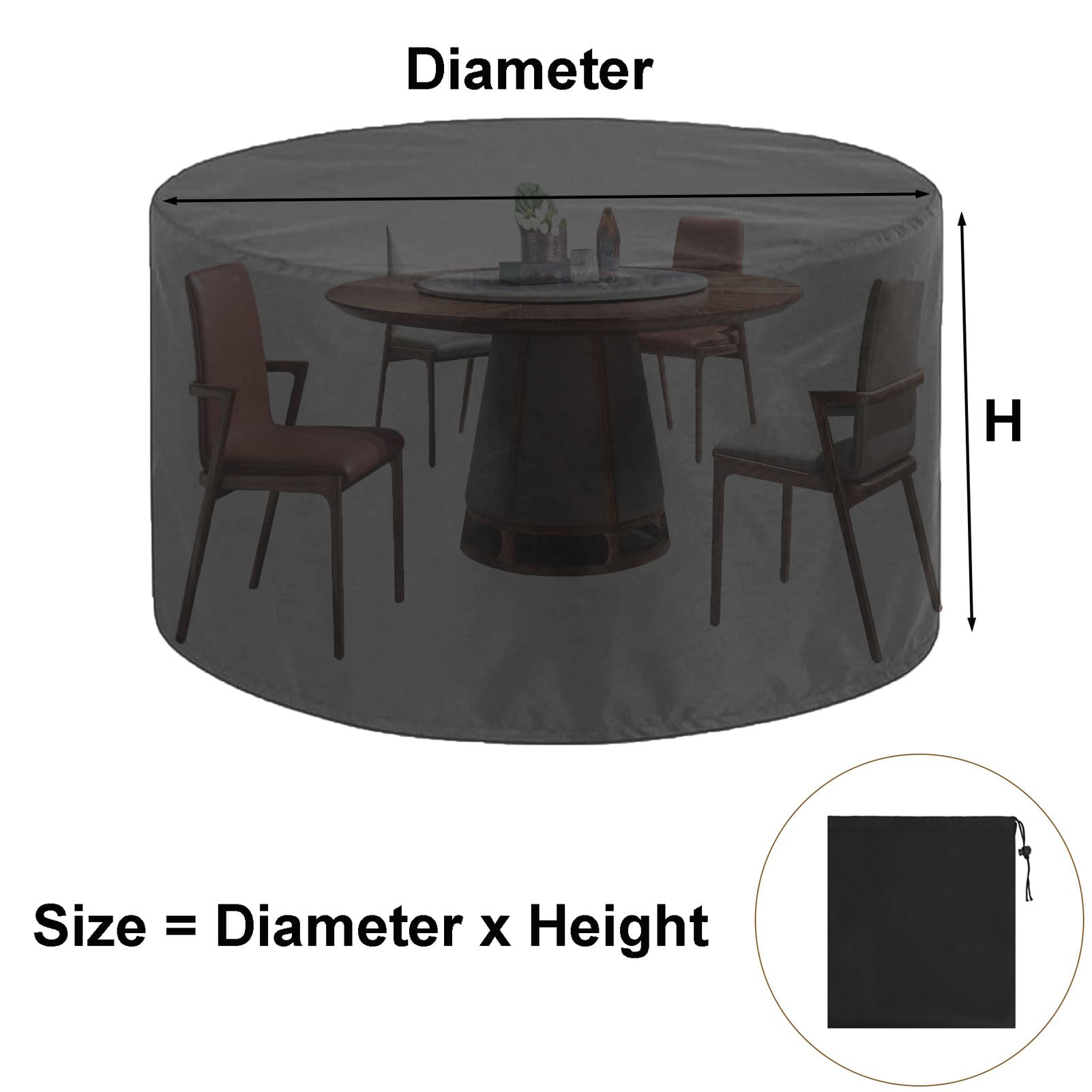 Funda Muebles Jardin Redonda 370x90cm, Funda Mesa Exterior Impermeable, Tejido Oxford Cubierta De Mesa De Patio, 420D Resistente Funda Protectora Muebles Jardin