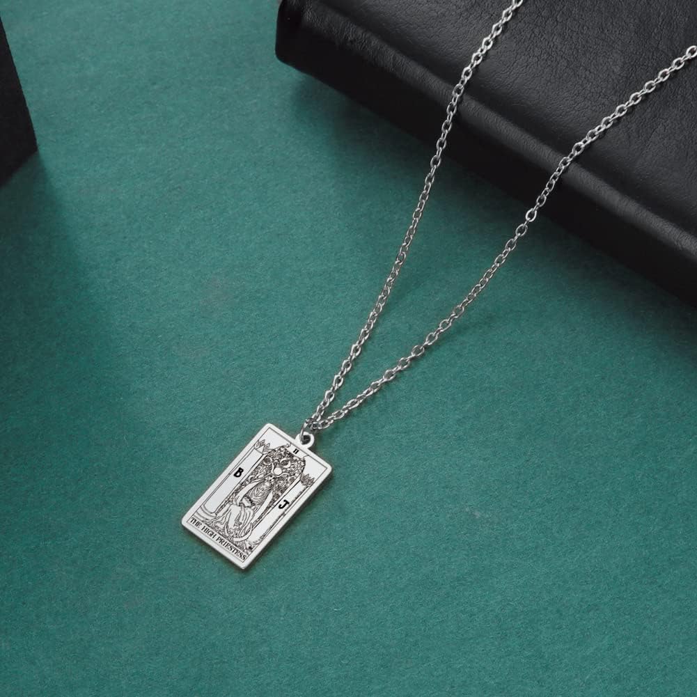 TEAMER Stainless Steel Tarot Cards Necklace Vintage Tarot Jewelry Good Luck Amulet Pendants for Women - Image 5