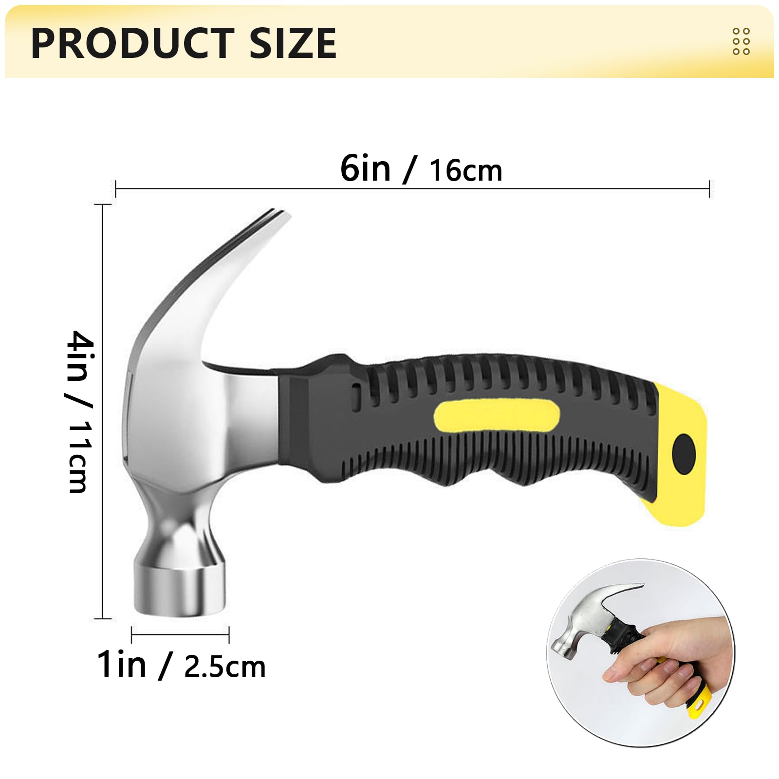 Stainless Steel Mini Claw Hammer Non-Slip Stubby Claw Hammer Useful Durable Small Stubby Hammer Mini Camping Hammer for Indoor Outdoor Using - Image 2
