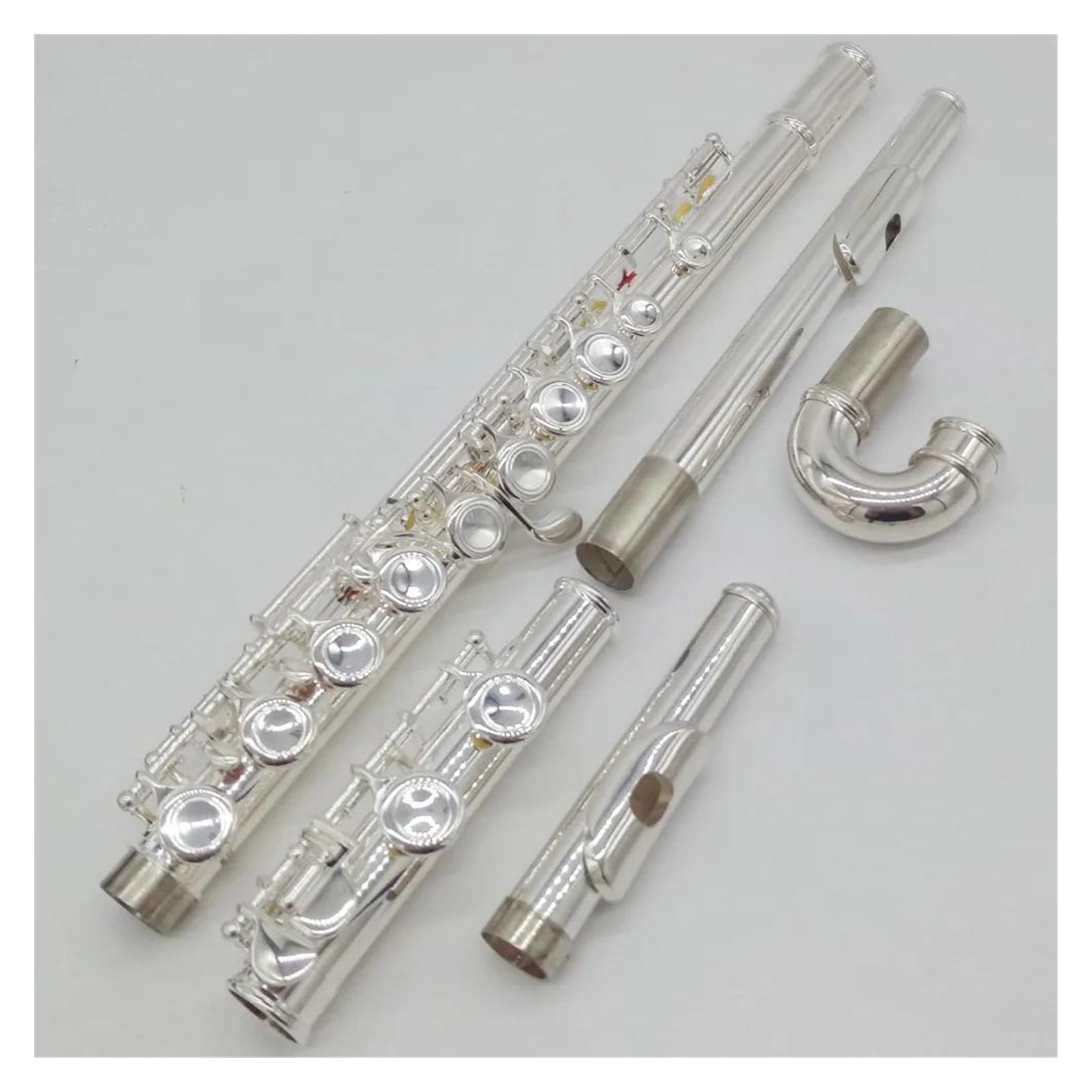Professionale Flauto Traverso Flauto Placcato Argento Strumento Studente Testata Curva Flauti C Gamba 16 Fori Chiusi Chiave E Flauto