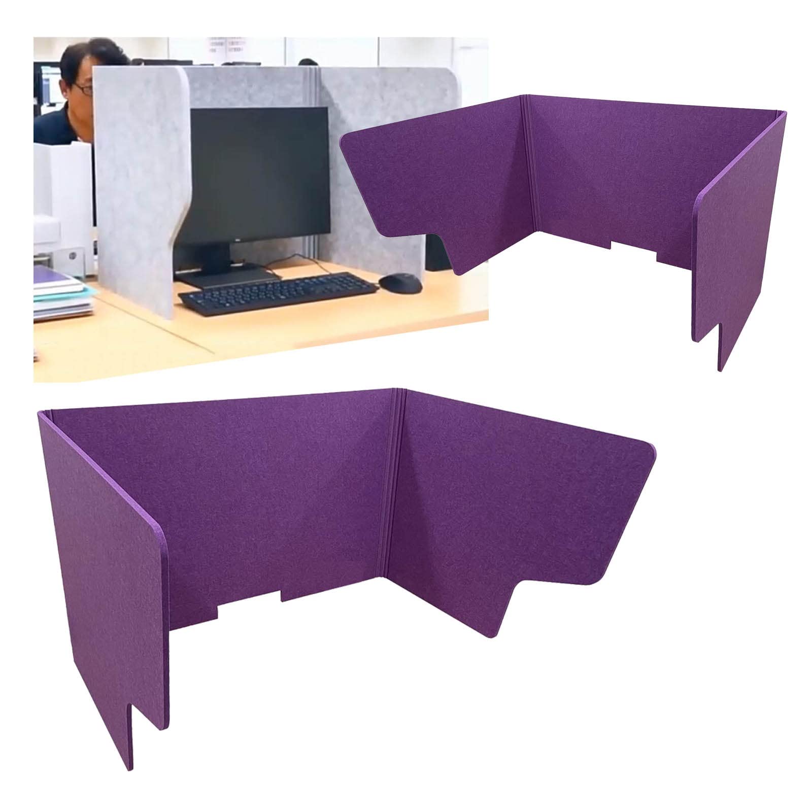 KLGFBDC Freestanding Desk Dividers for Student Desks Purple Office Partition Panel with Cutout for Call Centers Classrooms Libraries & Workspaces