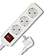 REV Steckdosenleiste - Mehrfachsteckdose 3-Fach mit beleuchtetem Schalter zum Stromsparen, Kabel 1,4m, 3500W, weiß