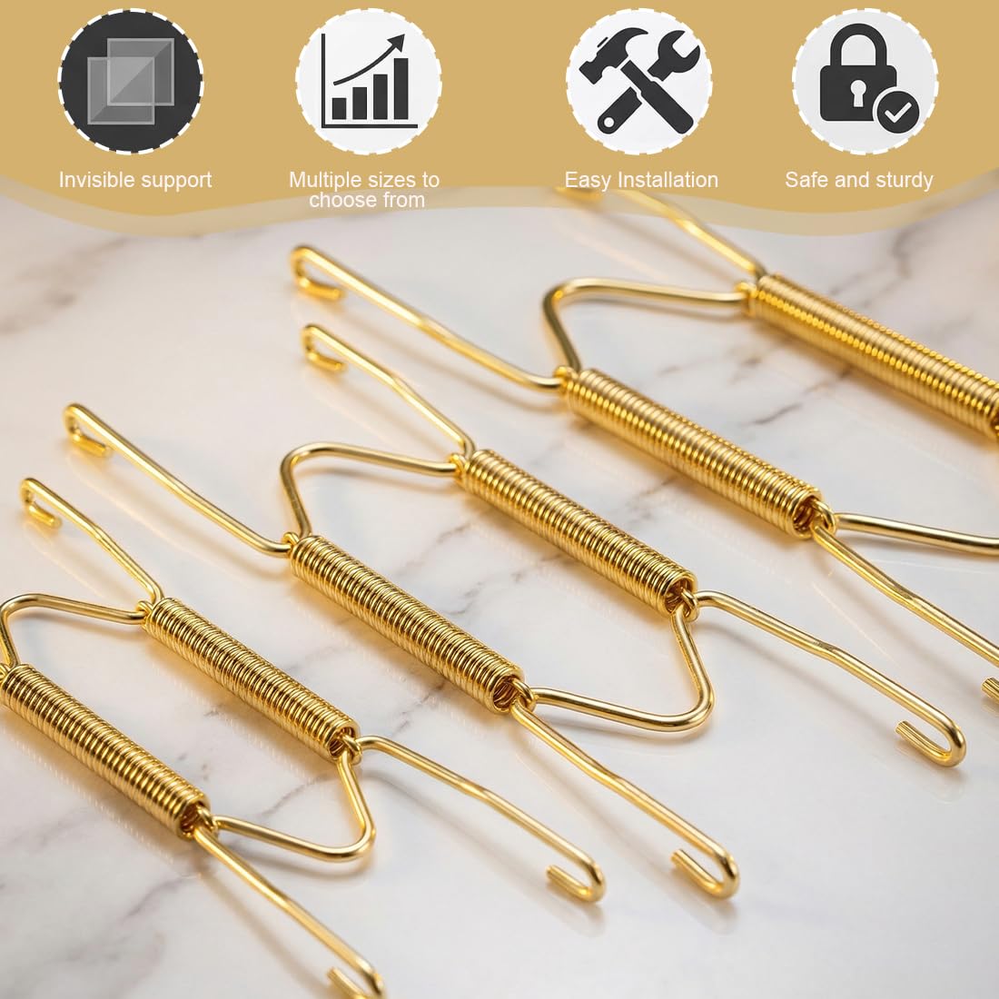 Set da 3 Ganci per Piatti da Parete, Porta Piatti in Acciaio Inox per Esposizione, Supporto per Piatti Decorativi da 5-10,5 Pollici (6"8"10") (Dorato)