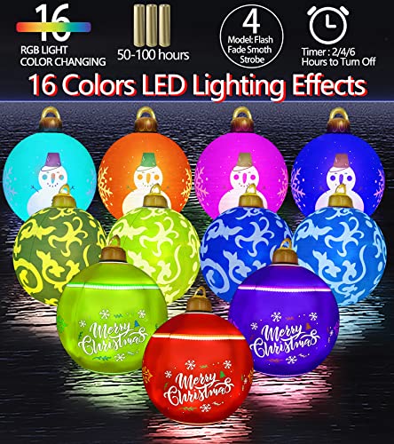 Iokuki 3 Pcs Pack With Electric Air Pump, Light Up Pvc Inflatable Christmas Ball With Large Weight Stand Firmly Yard, 24 Inch Large Outdoor Decorated Ball With Remote For Yard & Pool Décor Mixed #TOP2