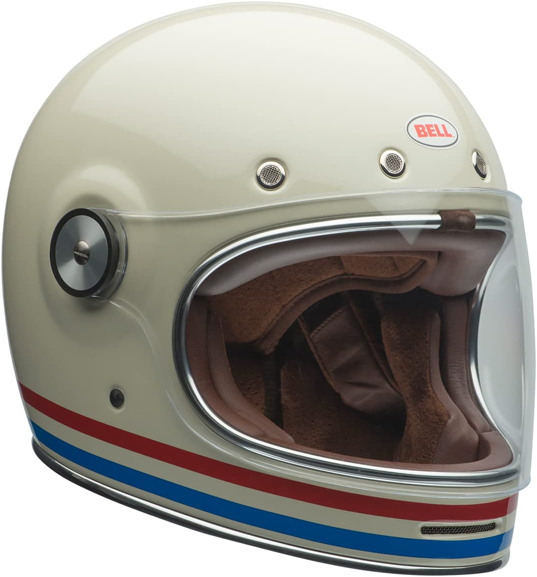 Bell Bullitt Helmet (Stripes Gloss Pearl White/Red/Blue - Large)