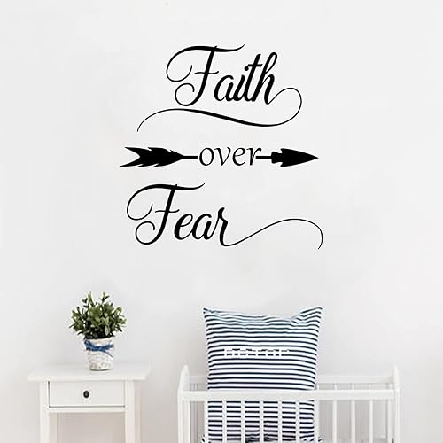 Faith Over Fear - Adhesivos de pared de vinilo para el hogar, guardería, calcomanía de pared positiva para mujeres, hombres, adolescentes, niñas,