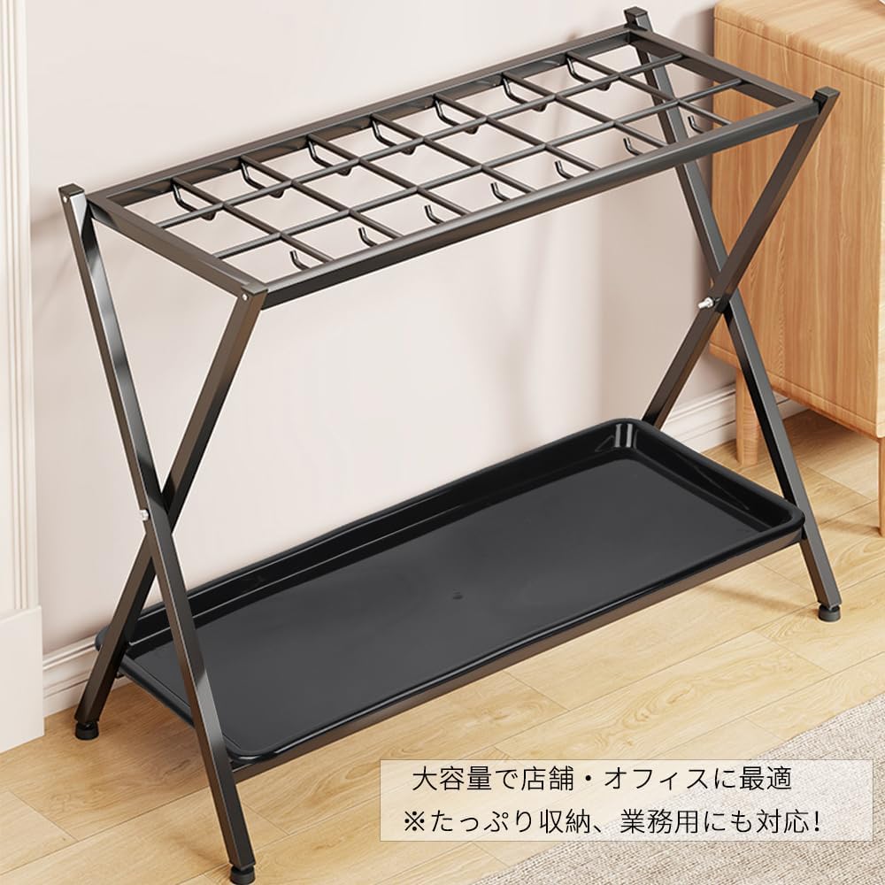 Amazon｜Nagine 傘立て 業務用 大容量18本収納 ブラック 折りたたみ傘