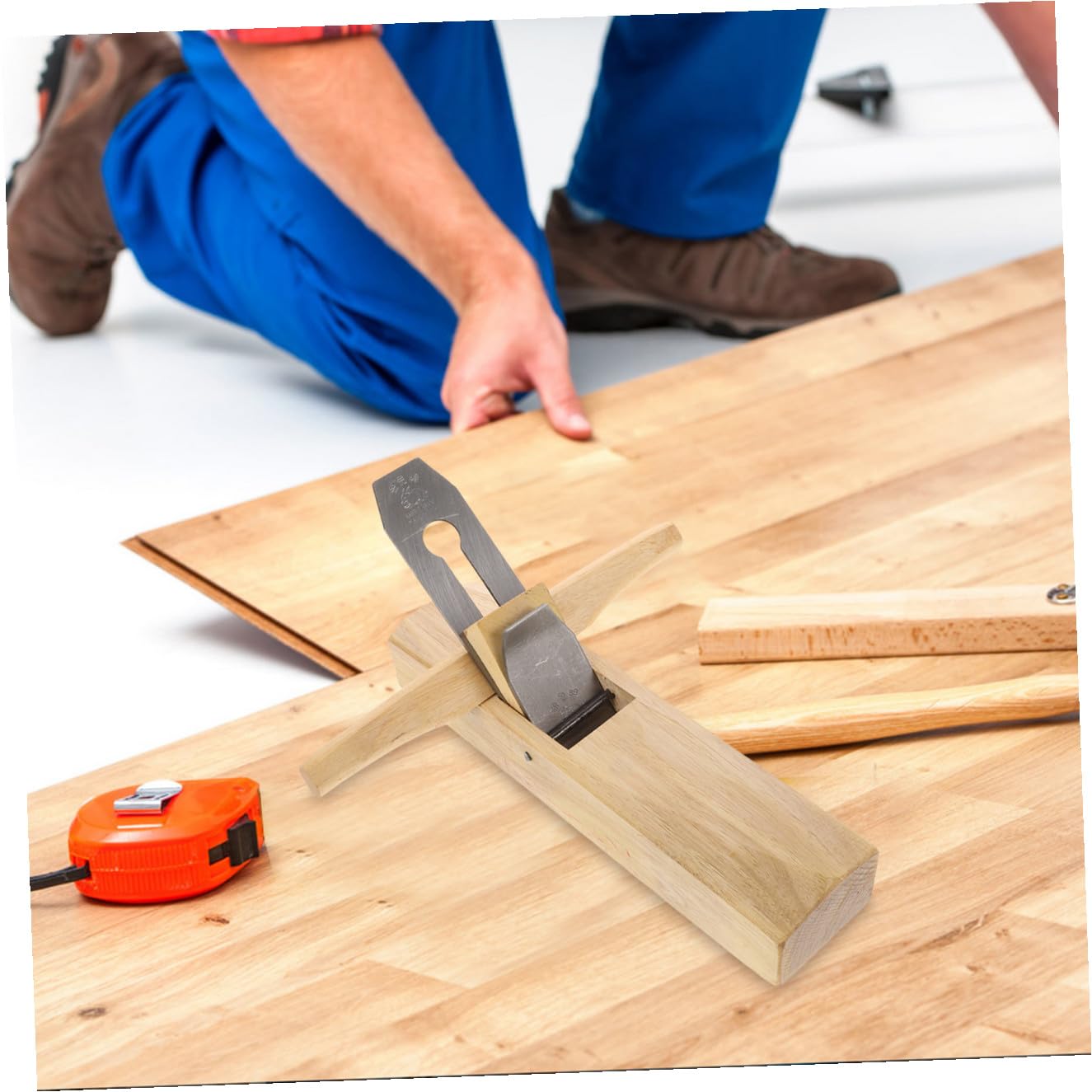 Langer Handhobel für Holzbearbeitung, Praktischer Flachbodenhobel | 1 Satz, Holz und Metallausführung, Handgeführte Bedienung, Stabilität und Sicherer Einsatz für Skulptur, Modellbau