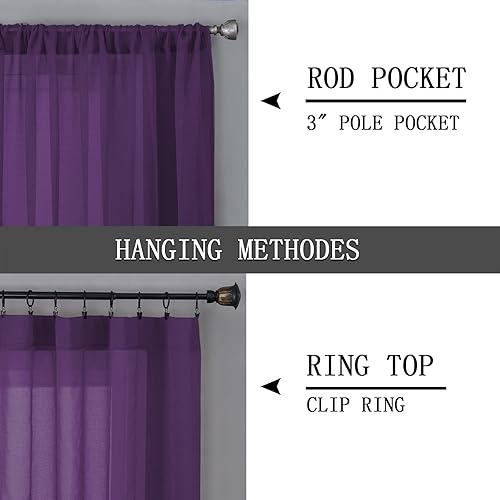 Miniatura 114 de Tollpiz Cortinas traslúcidas de lino con textura para sala de estar, cortinas traslúcidas filtrantes de luz con bolsillo para barra, cortinas