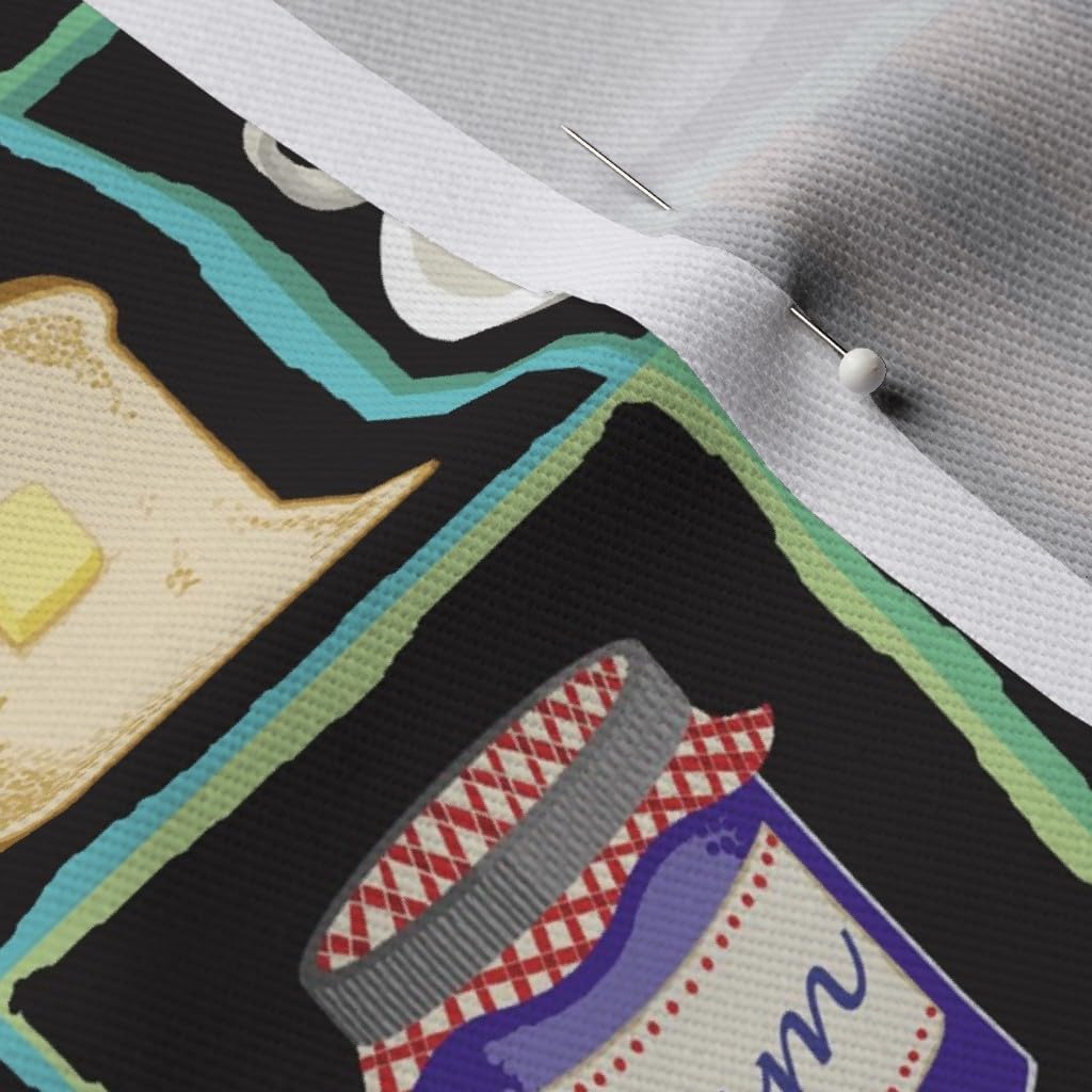 Spoonflower Fabric - Breakfast Pancakes Fruit Coffee Food Whimsical Kitchen Decor Printed on Denim Fabric by The Yard - Bottomweight Apparel Home Decor Upholstery