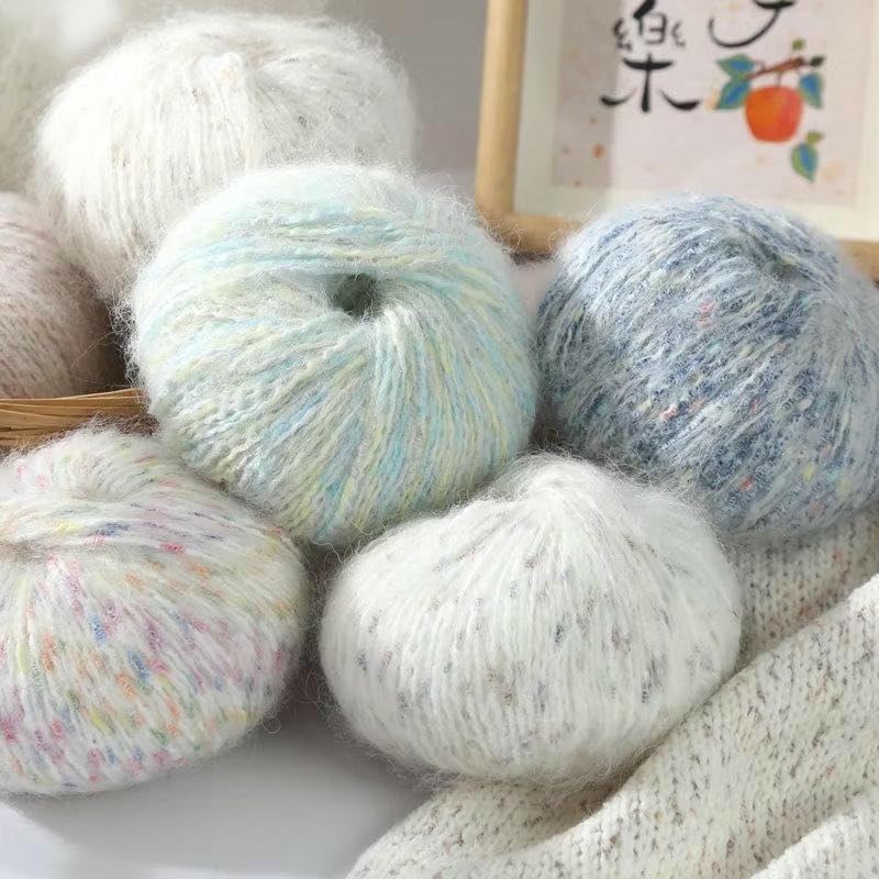 12/16/20/24 Rollos, 50 g de Hilo de Mohair Suave, Hilo de Mezcla de Mohair, para Tejer a Mano y a Ganchillo Gorros, Bufandas, Suéteres y Manualidades