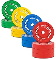 Vista 8 de RitFit Color Coded Bumper Plate, Olympic Bumper Plate for Barbell, 2-Inch Bumper Weight Plates With Steel Insert, rubber weight plates for Strength
