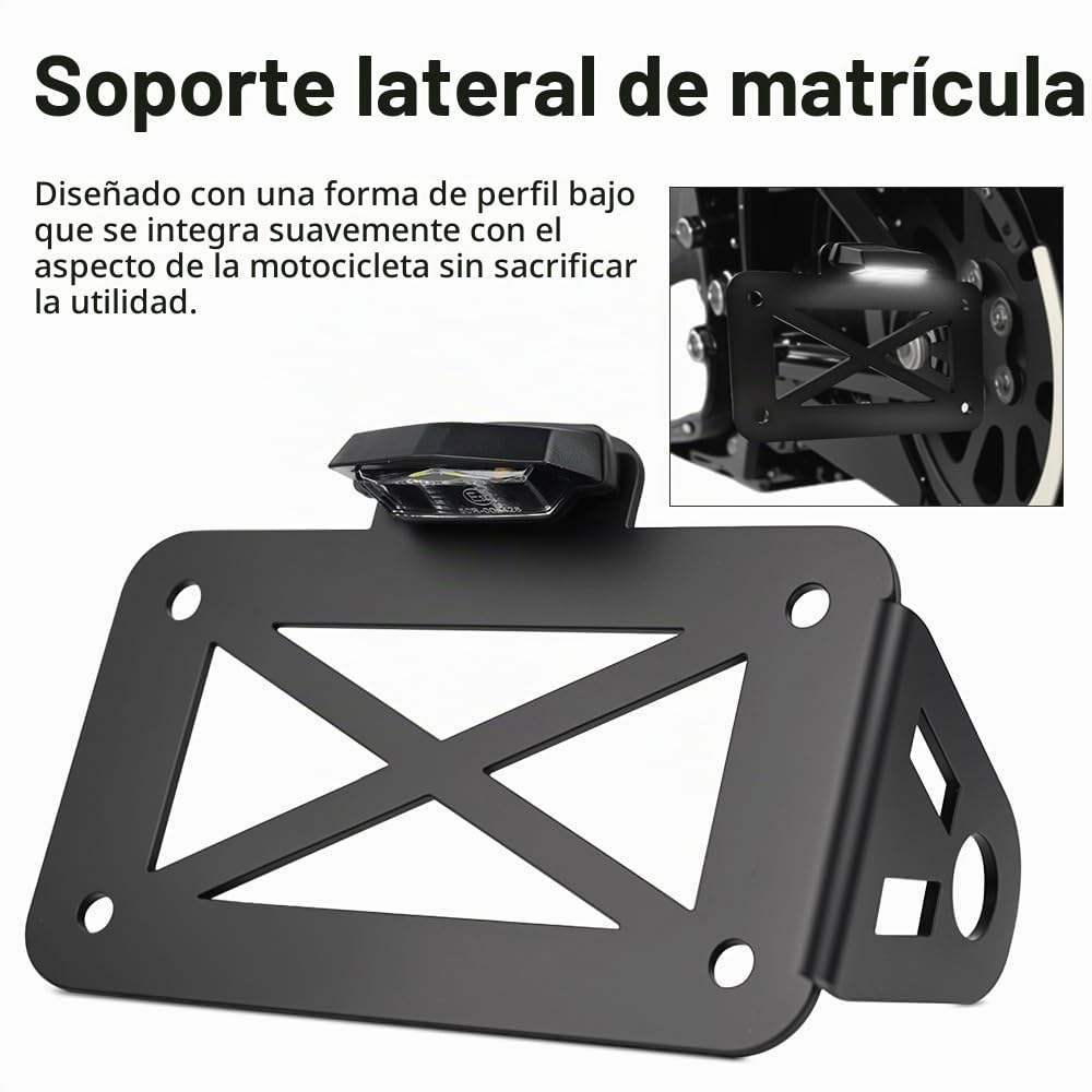 Baceyong Portamatriculas Moto, Soporte de luz de matrícula de Motocicleta Soporte de Licencia de luz Trasera LED en el Lado de la Motocicleta, Adecuado para Motocicletas, Bicicletas Deportivas
