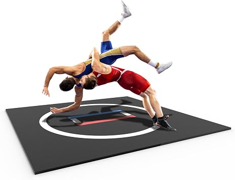 10x10/10x6.6 Wrestling Mat -1.2" Thick Durable BJJ Jiu Jitsu Mats, 3-Layer Anti-Slip, Odor-Control & Waterproof Surface - Roll-up/Foldable Grappling Mat for MMA, Grappling