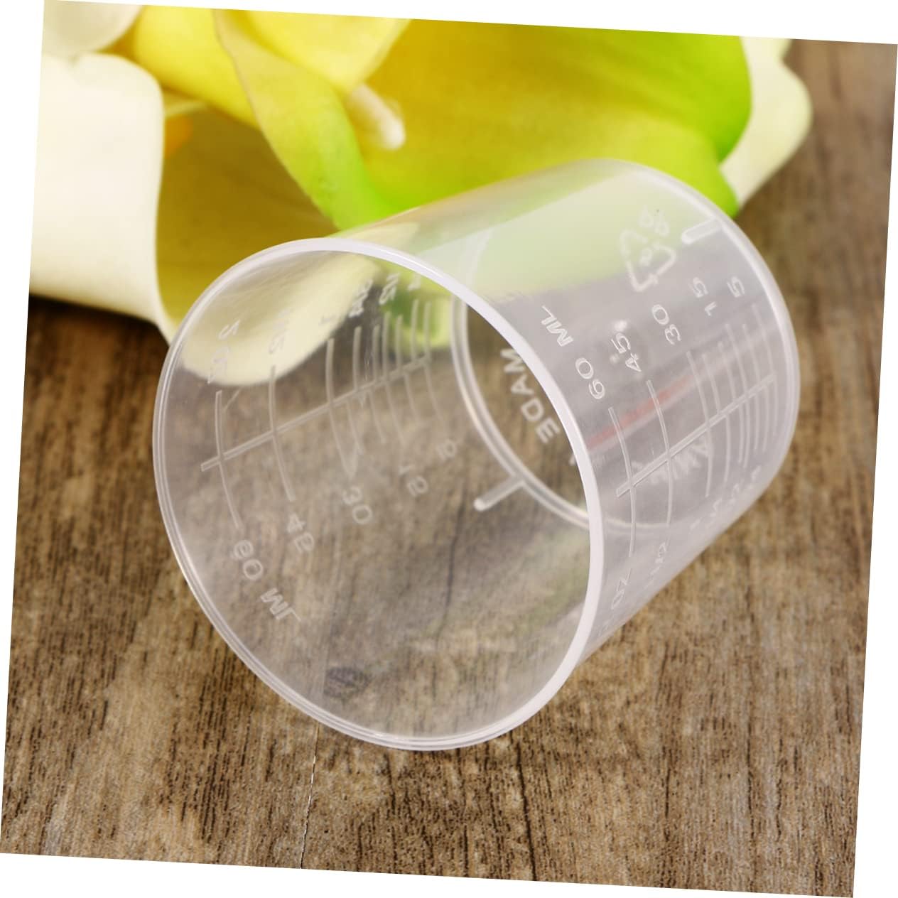 Set of 2 Plastic Graduation Beakers 60ml Liquid Measurement Cups Heat Acid-resistant Lab Kitchen Use