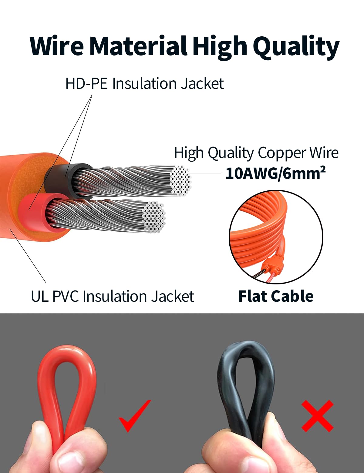 TONTON Cavo solare da 6 mm², 6 m, prolunga da 10 AWG, cavo solare con presa e spina, connettori solari, cavo PV impermeabile per casa, camper e impianti solari (6 mm²6 m)