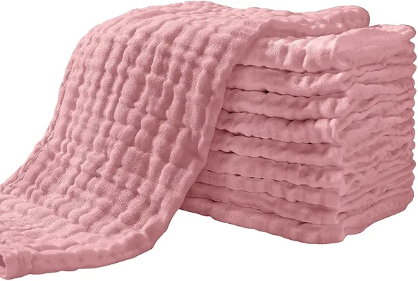 Yoofoss Muslin Burp Cloths for Baby 10 Pack 100% Cotton Baby Washcloths for Boys Girls Large 20''X10'' Super Soft and Absorbent Bean Paste