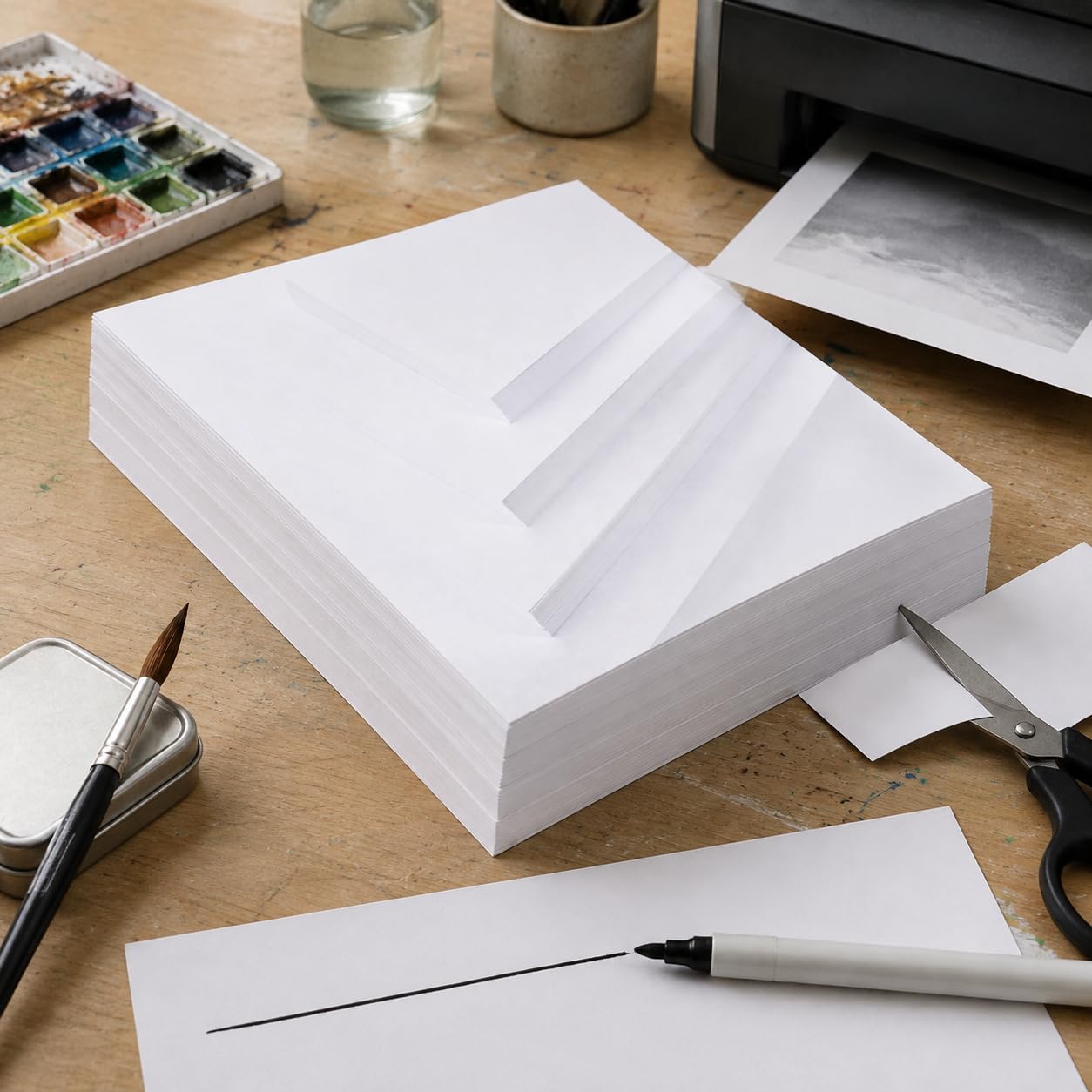 Cartulina Blanca, Cardstock Liso, 8K, 50 hojas, 215g