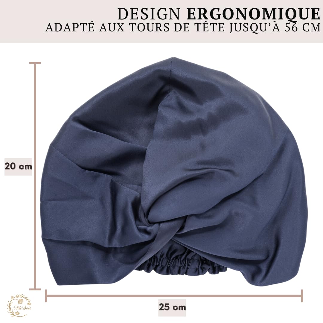 Ade'Soie I turbante donna 100% seta di gelso 22 momme grado 6A I accessorio per la cura dei capelli notte e giorno I berretto in seta regolabile per tutti i tipi di capelli