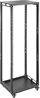 VEVOR Server Rack, 25U Open Frame Rack, 4-Post IT Server Network Relay Rack, 19 Inch Server/Audio Network Equipment Rack Cold Rolled Steel, Heavy Duty Rack w/Casters, Holds Network Servers & AV Gear