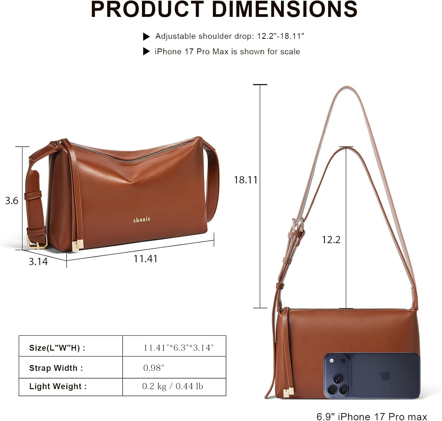 Shrrie Lightweight Shoulder Bag Purses for Women Soft Vegan Leather Shoulder Handbags Crossbody Bag with Adjustable Strap | Quilted, Triple Pocket, Wide Strap - Image 4