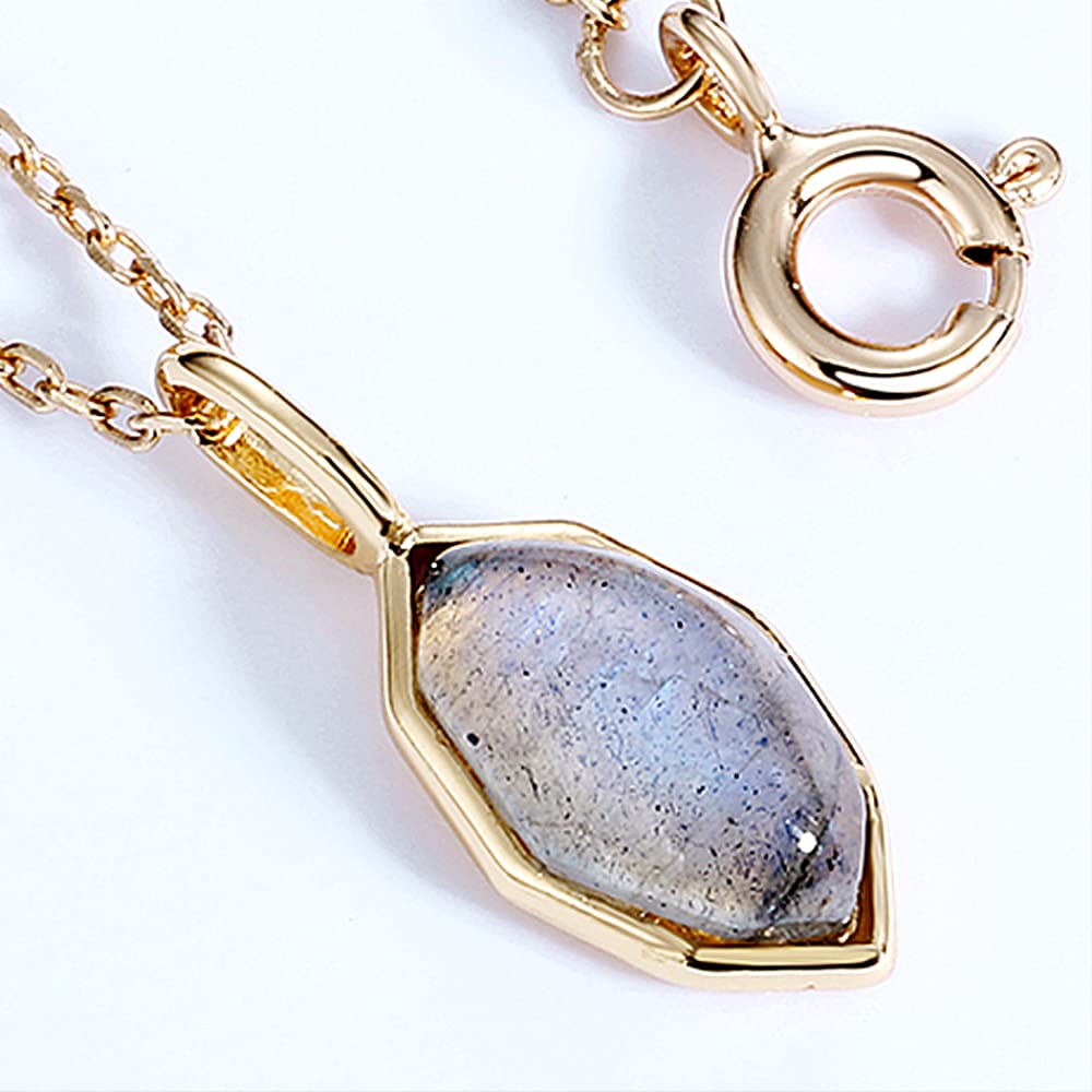 HJMMWT Anhänger Halsketten für Frauen 100% geometrischer natürlicher Labradorit Edelstein Hochzeit Schmuck Halskette in China hergestellt