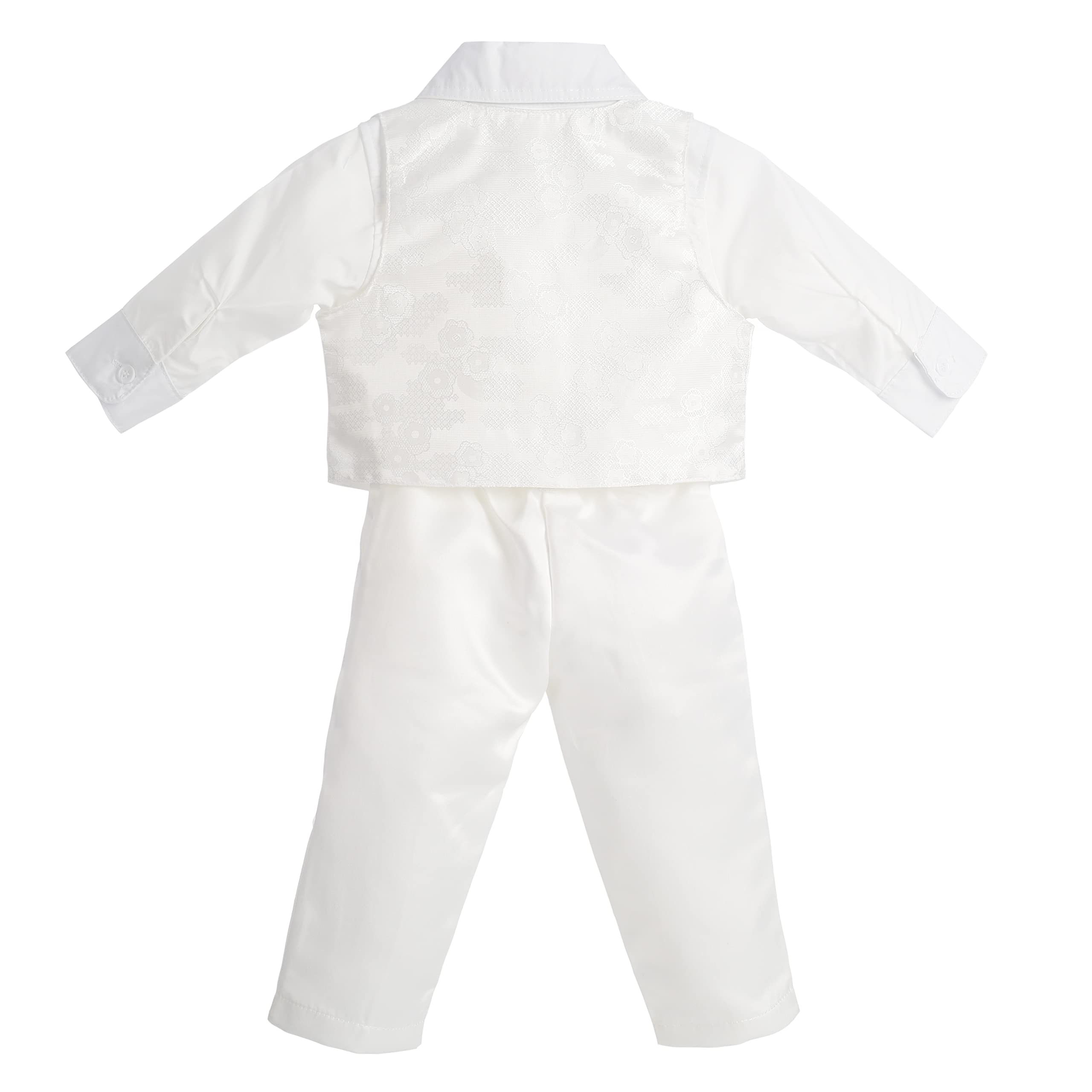 Lito Angels Ropa de Bautizo Traje de Boda Marfil Ivory para Bebe Niño, Manga Larga, Talla 3-18 Meses