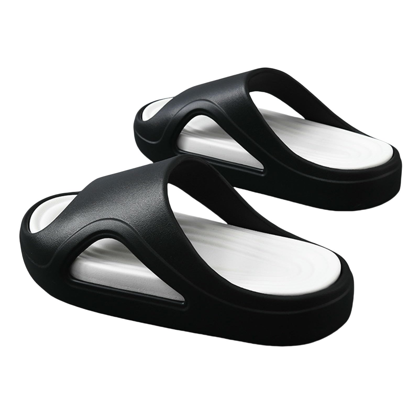 Claquette Hommes Sandales Non Glissantes À Semelles Épaisses Extérieures De L'été Masculin Eva Slippées Plage Listes Respirantes-noir-44-45