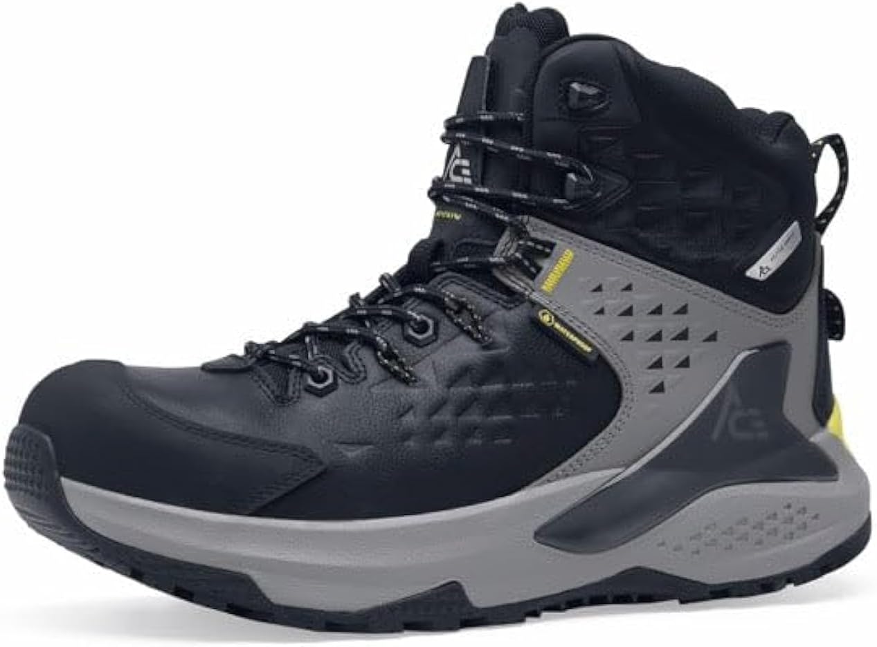 ACE Work Boots Arrow, Men's 6" Nano Composite Toe (NCT) Slip Resistant Work Boots, Water Resistant, Black