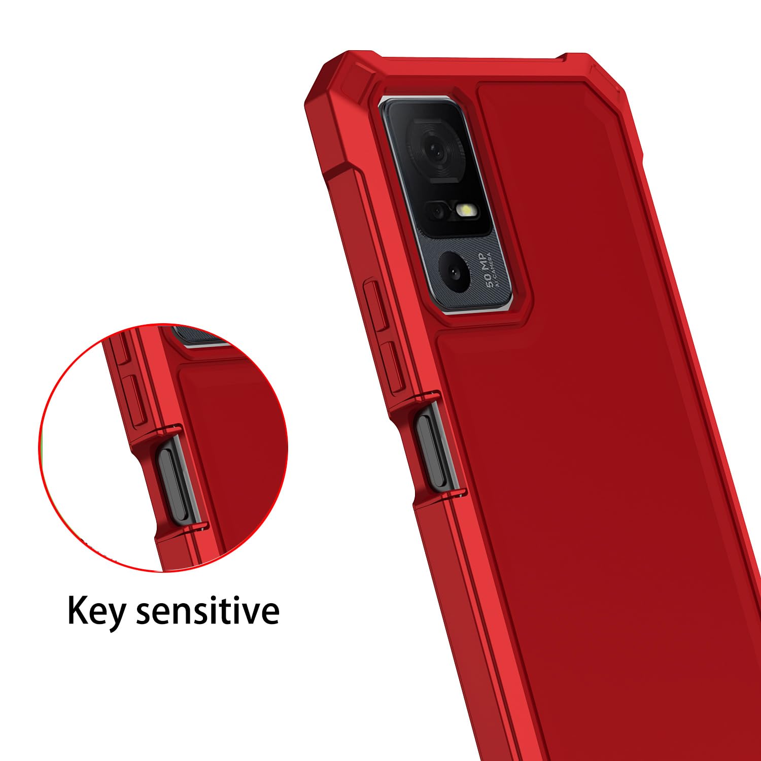 MQERYBV Custodia protettiva per TCL 505 con pellicola protettiva in vetro temperato, antiurto, resistente, di grado militare, robusta custodia per telefono con cavalletto per TCL 505 (blu