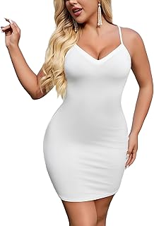 febeul Women's Full Slip Under Dress Adjustable Spaghetti Strap one Piece Satin Knee Length Slips Nightwear Honeymoon Babydoll Dress-picture-10
