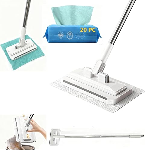 Miniatura 12 de KZKR Juego de trapeador cuadrado giratorio y balde con 2 almohadillas de microfibra reemplazables y sistema de separación automática de agua sucia y