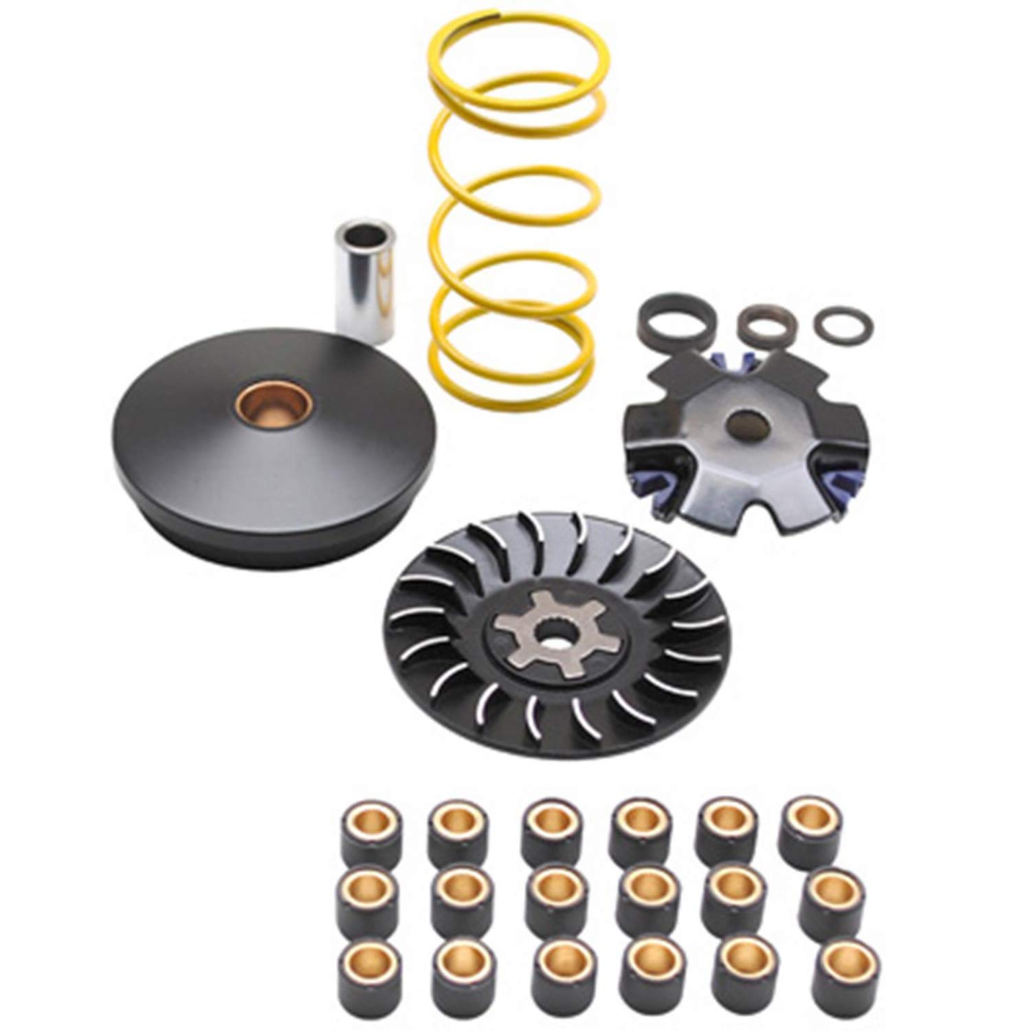 REPLAY - VARIADOR SCOOTER REPLAY BLACK EDITION PARA BOOSTER-STUNT-NITRO-NG-OVETTO (CON MUELLE AMARILLO+ POLEA + 3 KIT DE RODILLOS 16X13)