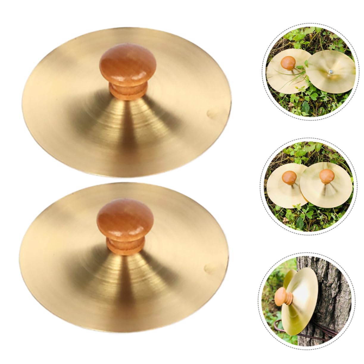 Abaodam 2 Pack Toddler Musical Cymbals Small Finger Cymbals for Boys and Girls Stages Hand Percussion Instrument Wooden Handle for Dancer and Boys and Girls' Entertainment