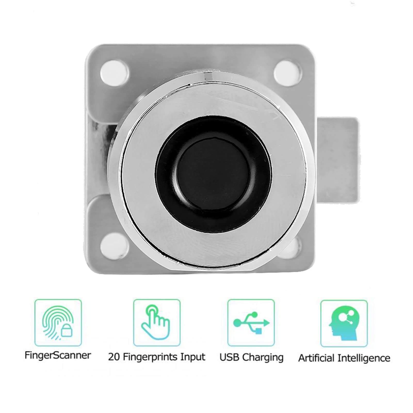Smart Fingerabdruck Schloss Diebstahlsicherung Schlüsselloses Schloss 20 Fingerabdruck USB Aufladen, Schrankschlösser für Kleiderschrank Schublade für Zuhause und Büro