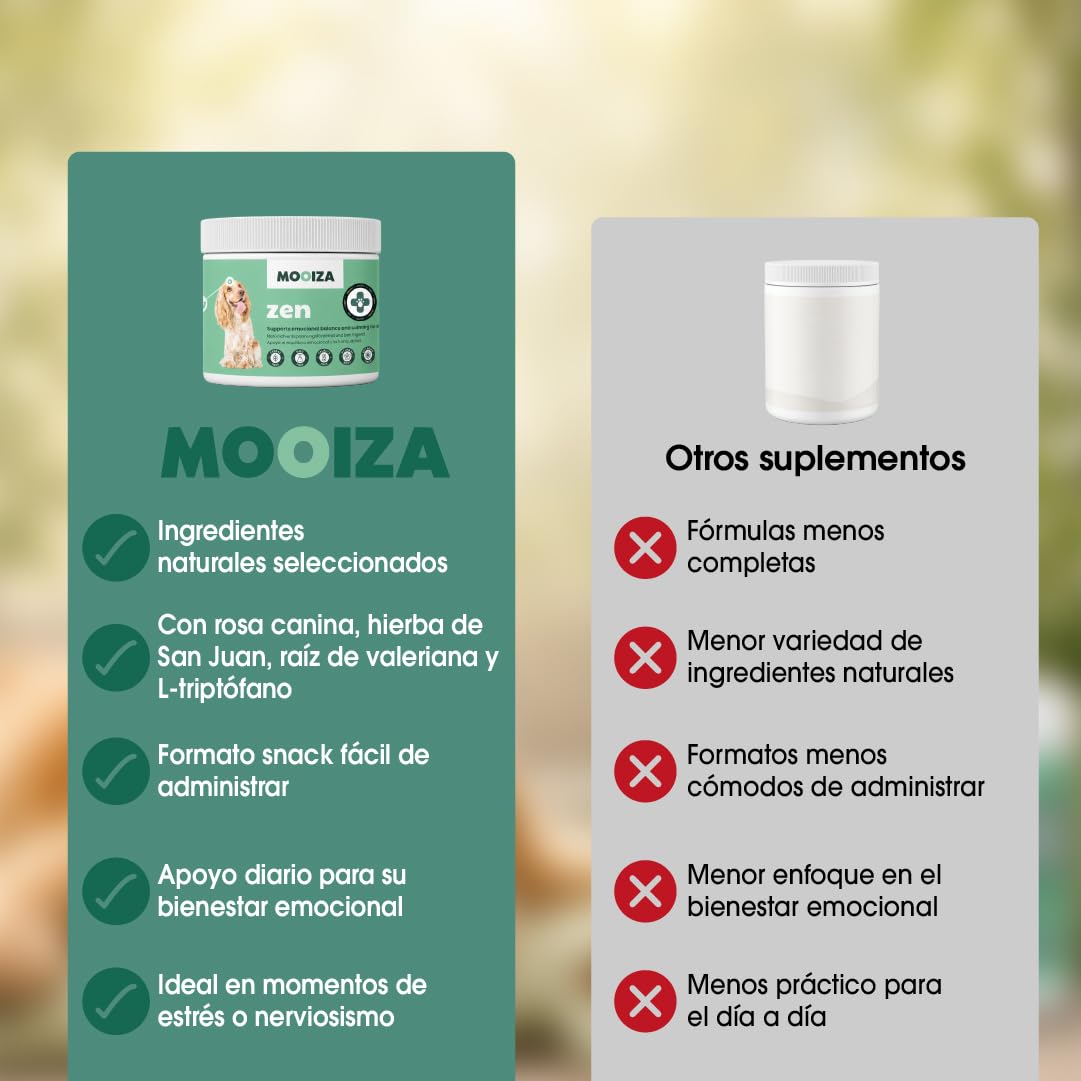Calmante Perros 100% Natural - Ansiedad Antiestrés para Perro con L-Triptófano Valeriana Hipérico - Snacks para Perros 300g en Formato Galletas Semi Blandas - MOOIZA