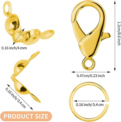 Miniatura 3 de El juego de 450 accesorios para fabricación de joyas incluye 200 conectores de anillo de salto abiertos, 200 puntas de cuentas, cubiertas de nudo y