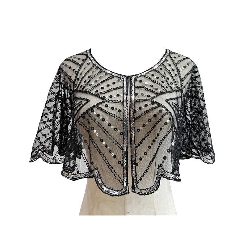 Specell 1920s Shawl Bridal Shawls Sequin Beaded Shawl And Wraps Bolero Flapper Cover Up For Evening Dresses Wedding Party Etc