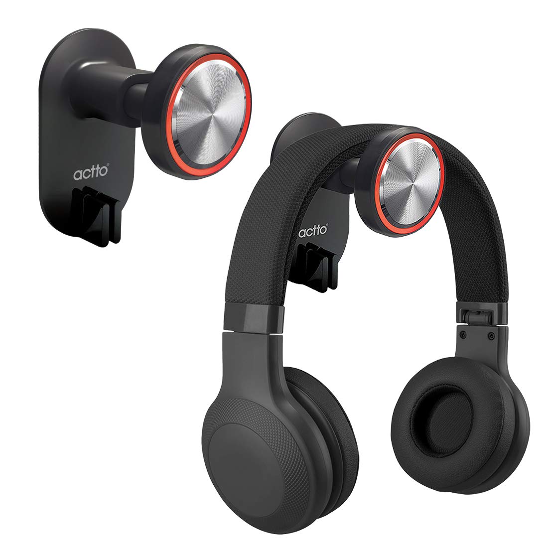 actto Extensible PC Gaming Headset Headphone Hook Holder with Cable Clip 3M VHB Tape, Cable Organizer, Universal Stand for All Brands, Earbuds, Earphones, Wall Under Desk, Headset Holder Mount