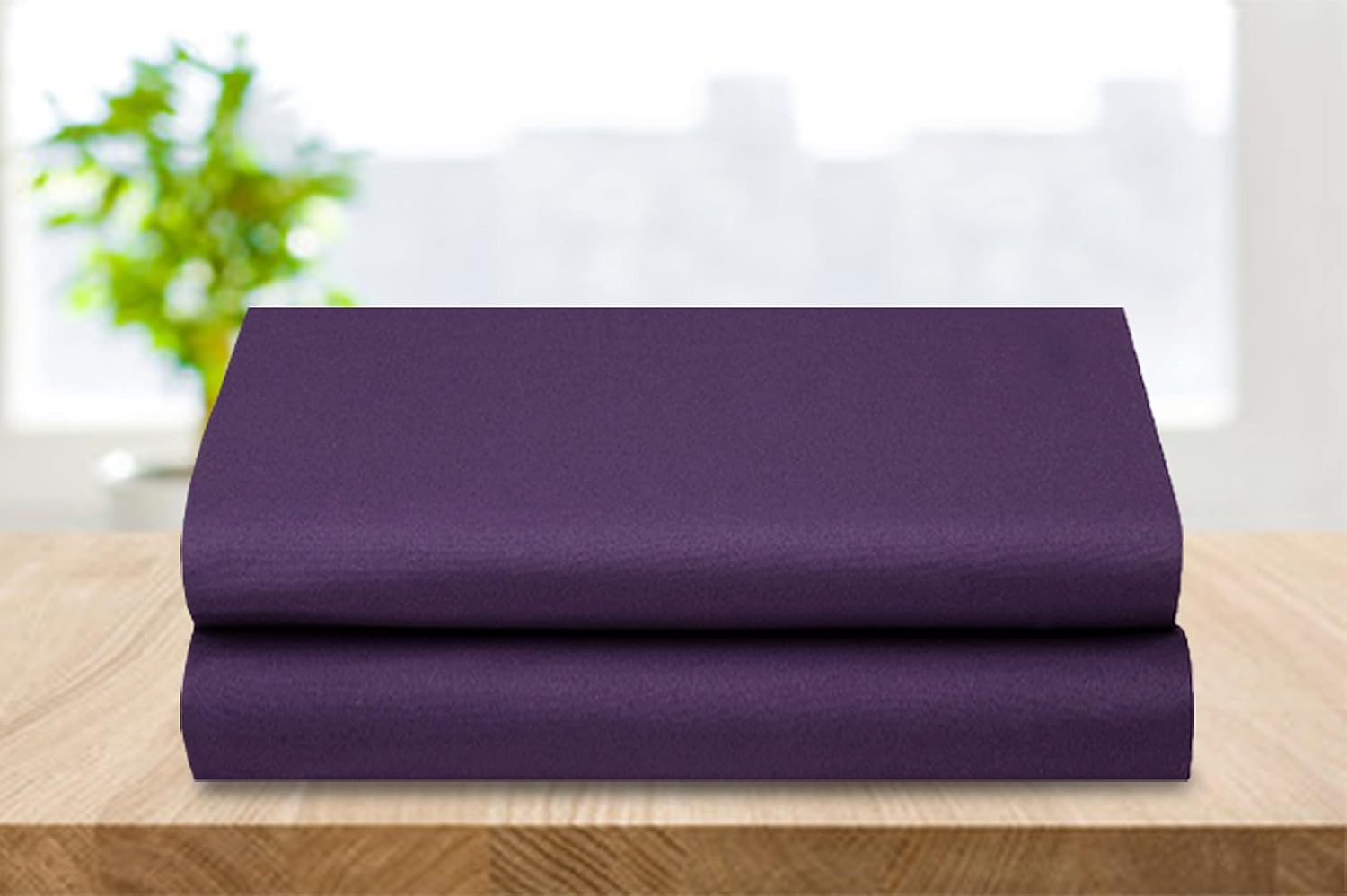 Elegant Comfort 2-Pack Luxury Flat Sheet Premium Hotel Quality Wrinkle and Fade Resistant 1500 Thread Count Egyptian Quality 2-Piece Bed Top Sheet, Full/Queen, Eggplant-Purple