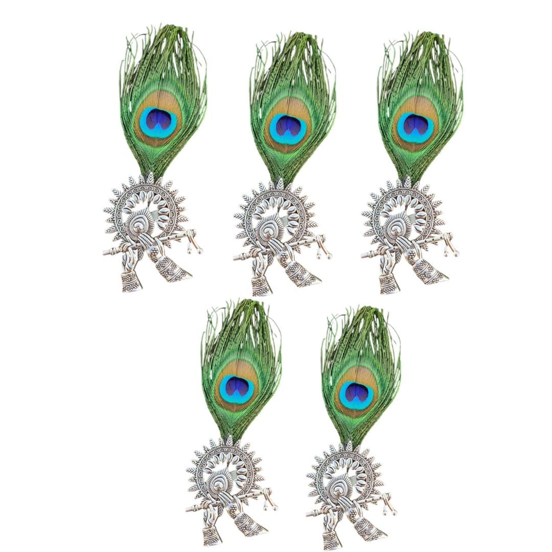 SWEKSHA CREATIONS DESIGNER OXIDISED BANSURI BROOCHES WITH MOR PANKH/WELCOME GIFTS FOR BARATI'S AND GUESTS IN WEDDINGS AND HOTELS RESORTS OR DESTINATION WEDDINGS(PACK OF 5)-image-8