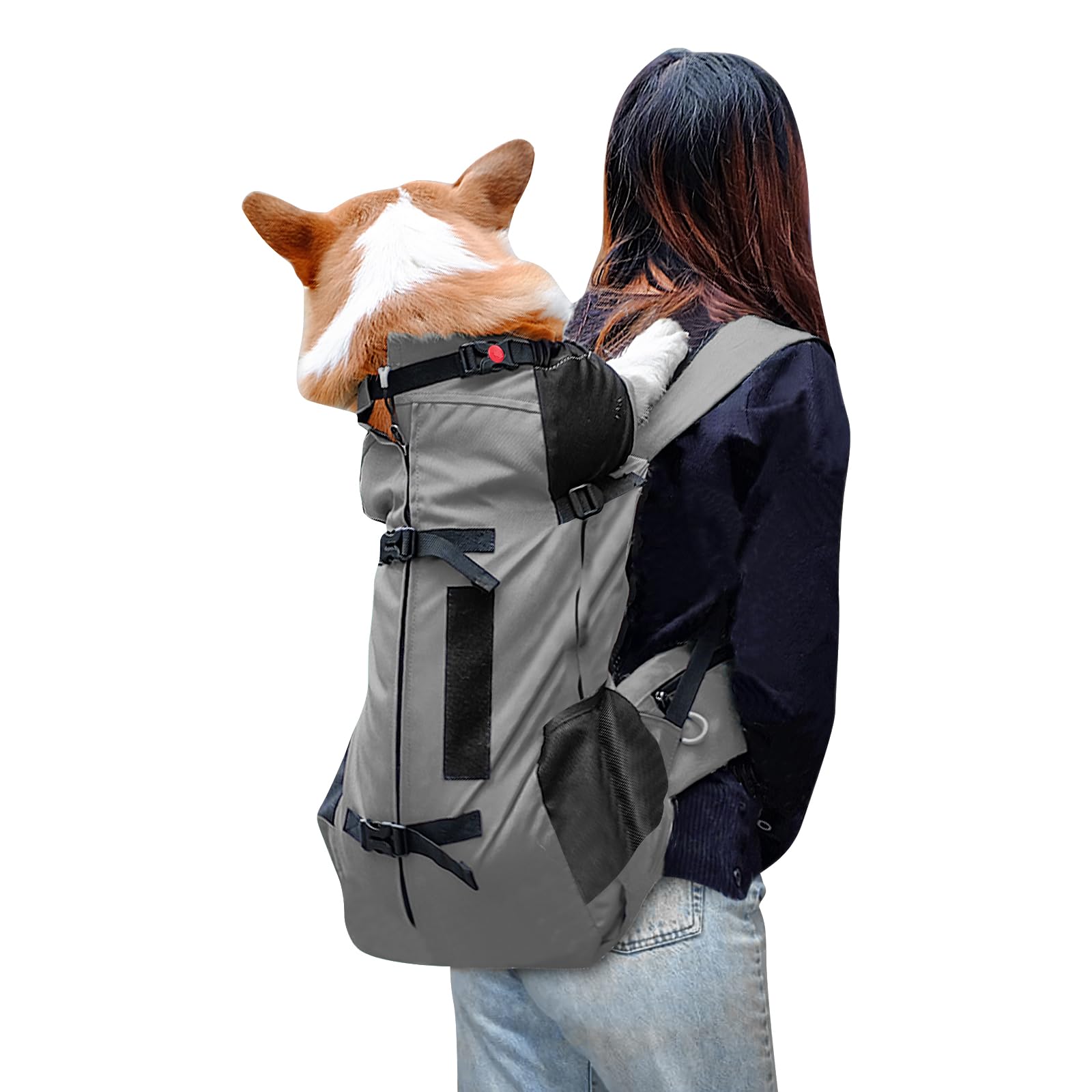 Galatée Mochila para Perros, Mochila Ajustable, Totalmente Ventilado, Bolsa para Transportistas De Perros, Mochila para Mascotas para Caminar, Al Aire Libre, Senderismo, Escalada, Viajar(Gris)