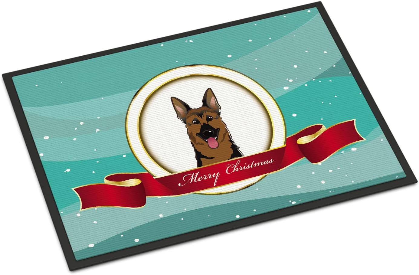 Caroline's Treasures BB1521JMAT German Shepherd Merry Christmas Doormat 24x36 Front Door Mat Indoor Outdoor Rugs for Entryway, Non Slip Washable Low Pile, 24H X 36W