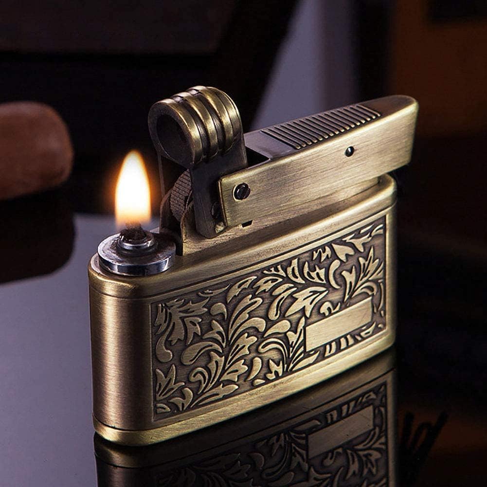Vintage Lighter - Adjustable Flame, Windproof, Antique Soft Flame Kerosene, Folding Design for Outdoor and Camping - Men's Gift (Butane Gas-Free)