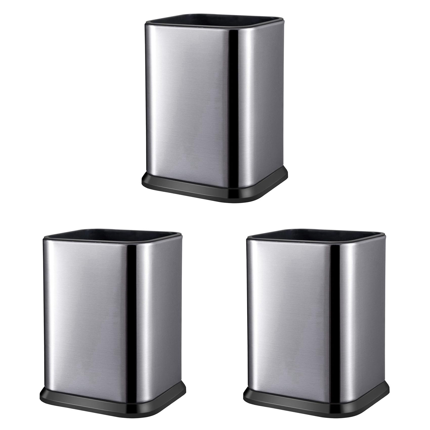 Hndhbfgrt Silver 3X Kitchen Utensil Holder, Utensil Holder For Countertop Cooking Utensil Holder Deep And Stable Organizer