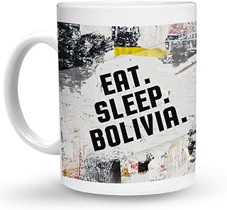 Makoroni - EAT SLEEP BOLIVIA 6 oz Ceramic Espresso Shot Mug/Cup Design#72