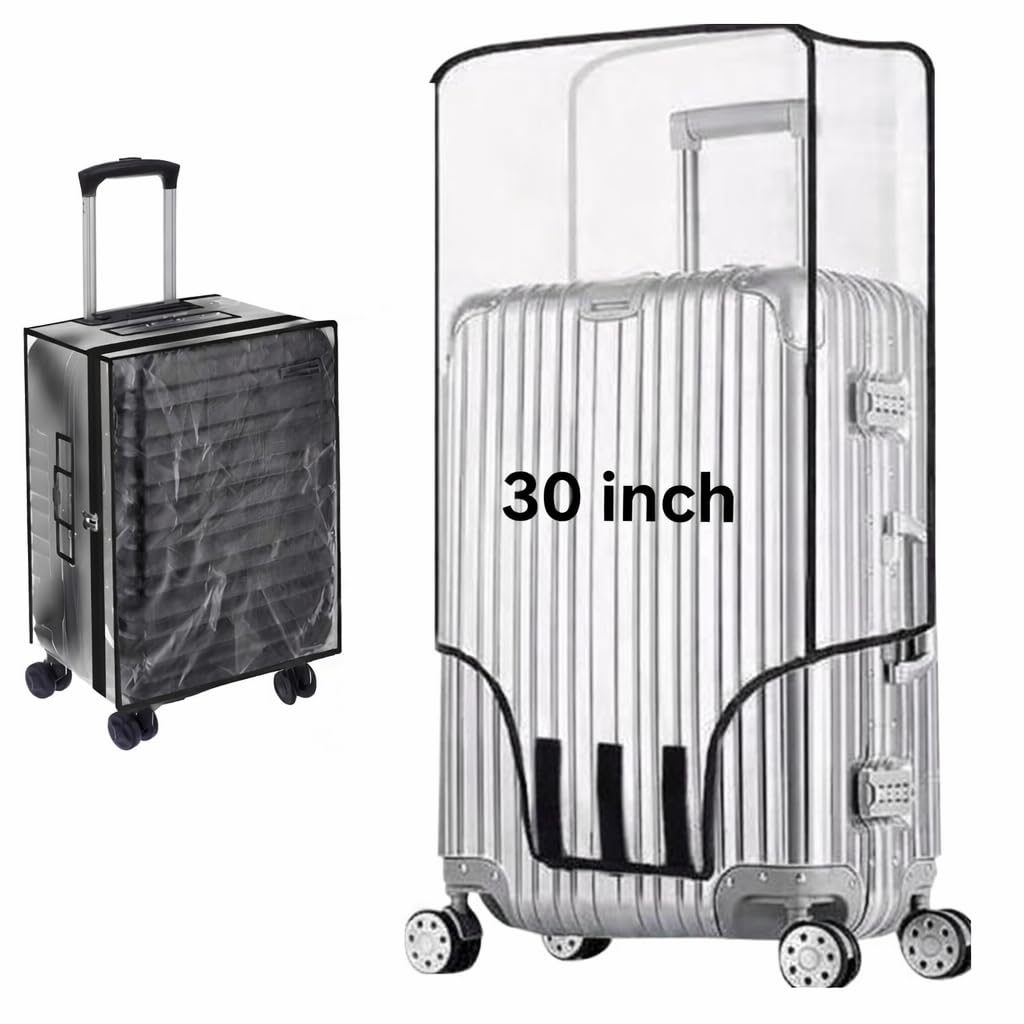homecloud 30-Inch Trolley Bag Cover/Suitcase Protector | Zippered Clear PVC Luggage Cover | Waterproof & Dustproof Storage & Travel Protection (Set of 1) (Transparent, 30 inch (Pack of 1))-picture-27