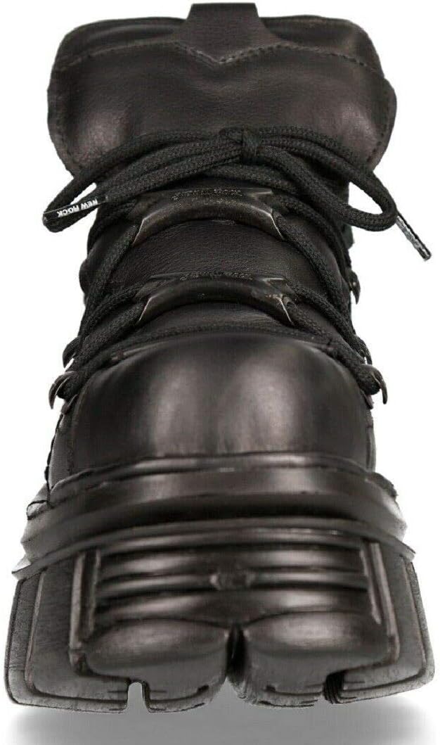 New Rock M 106 S29 Tower Shoes Metallic Black Leather Biker Gothic