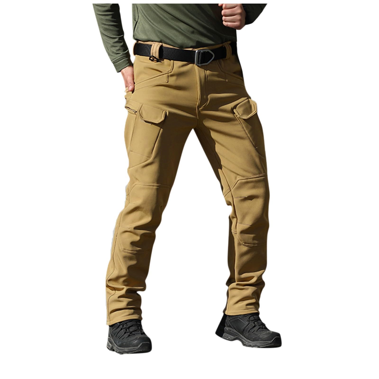 Men's Work Trousers, Fleece Cargo Trousers Ripstop Combat Casual Tactical Work Pants with Pockets, S-3XL